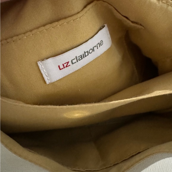 Liz Claiborne Tan White Wooden Handle Raffia Look Purse bag Euro Summer Classic - Picture 10 of 16